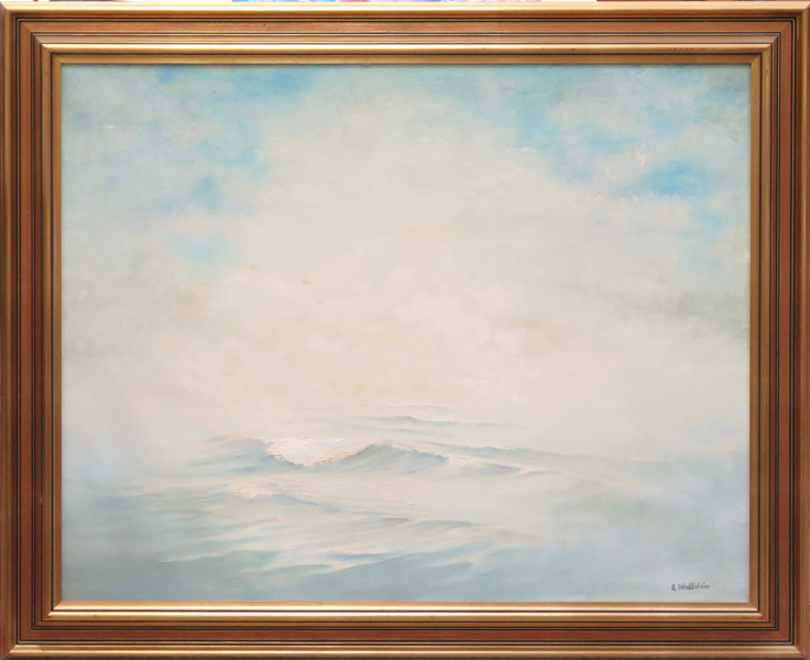 Wallsten, Roland, olja, "Dimma över havet", signerad, a tergo daterad 1992, 74 x 93 cm