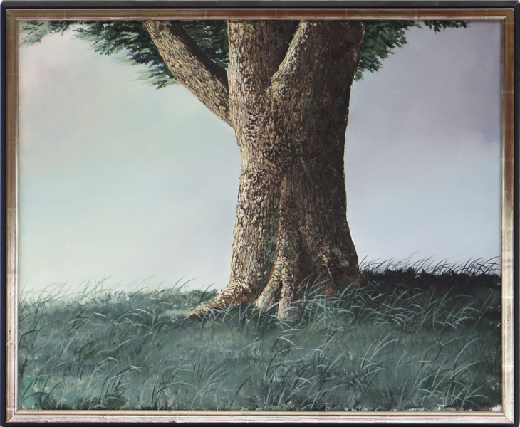 Leonette, Dan, olja, "Tree on the hill", signerad och daterad -79, 46 x 55 cm