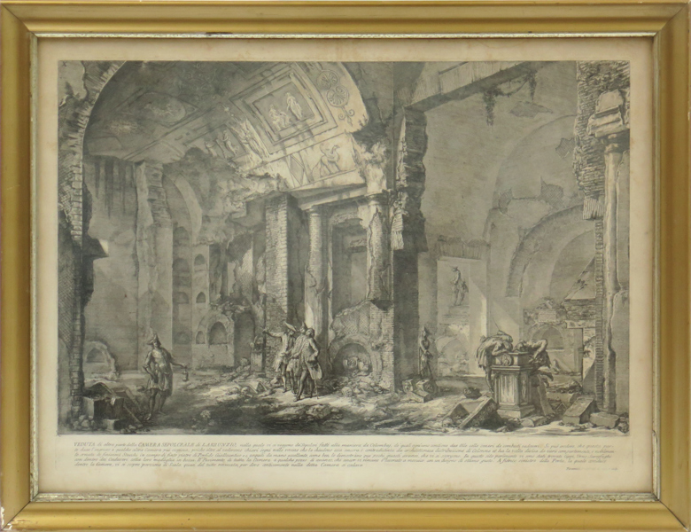 Piranesi, Giovanni Battista, kopparstick, veduta di un gran Masso..., ur Le Antichità Romane 1756, synlig pappersstorlek 48 x 52 cm, möjligen senare avdrag