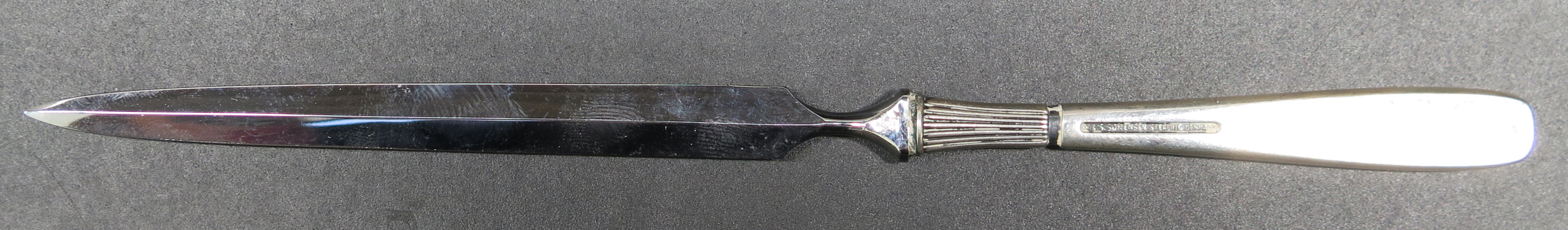 Okänd designer för W&S Sørensen, brevkniv, sterlingsilver och stål, "Ascot", l 18 cm