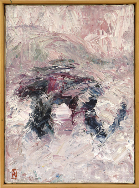 Johansson, Ragnar, olja, komposition, "Vinterstorm" signerad, 46 x 33 cm