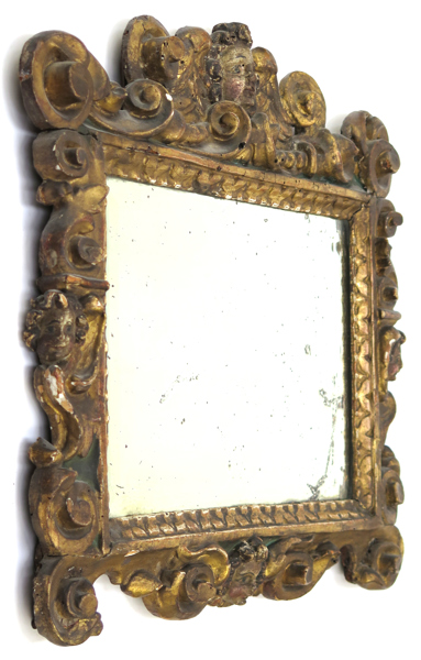 Spegel, förgyllt trä, barock, 1600-tal, dekor av seraf mm, h 40 cm, slitage, ursprungligen möjligen psalmvisare_40361a_8dca1b5e15f0ab9_lg.jpeg