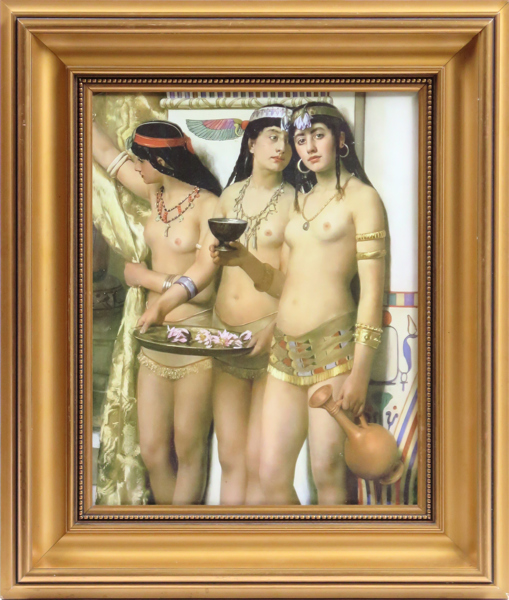 Collier, John, efter honom, gicléetryck, "Pharaohs Handmaids", efter original från 1883, synlig storlek 48 x 38 cm