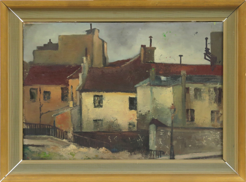 Okänd fransk konstnär, olja, sekelskiftet 1900, stadsvy, otydligt signerad, 39 x 54 cm