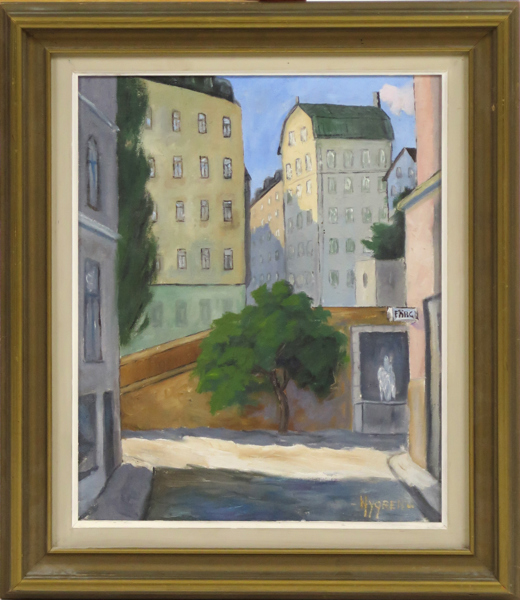 Okänd konstnär, olja, stadsbild, signerad Nygren, 41 x 33 cm