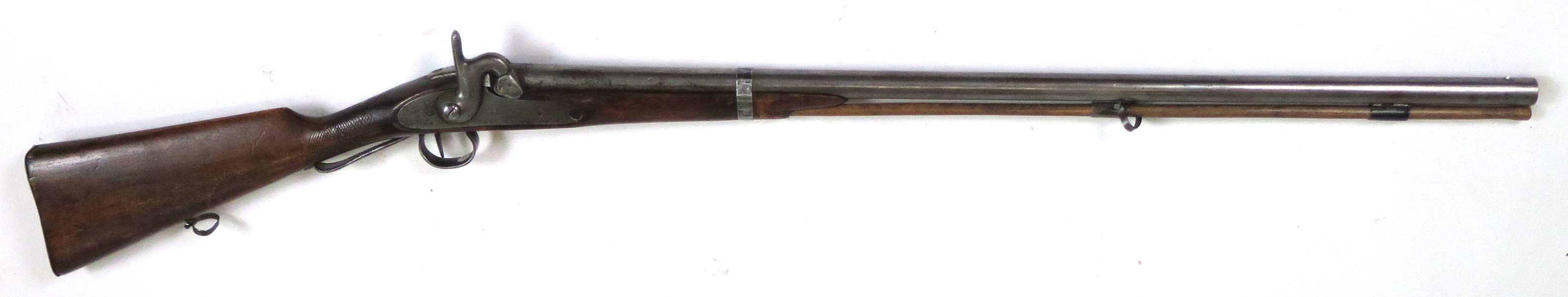 Slaglåsgevär Carl Gustafs Stads Gevärsfaktori 1864, l 119 cm, senare laddstake, längd 119 cm