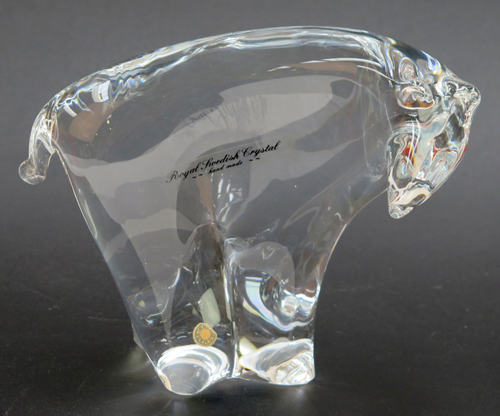 Okänd designer för Royal Swedish Crystal, skulptur, glas, björn, längd 19 cm