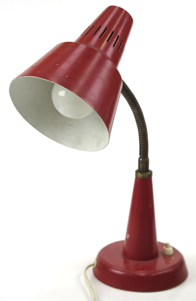 Okänd designer för GEMI, bordslampa, rödlackerad metall, 1950-60-tal, modell 600/5