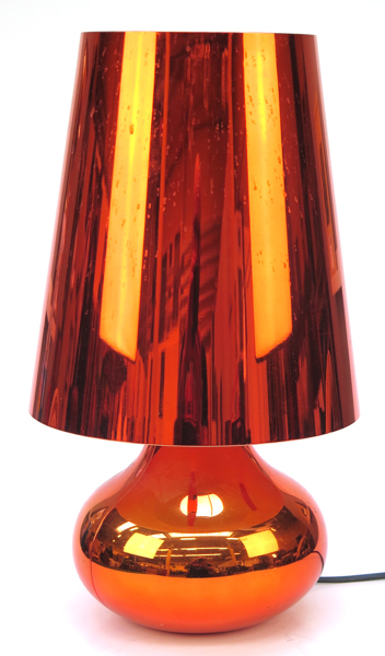 Laviani, Feruccio för Kartell, bordslampa, metall-orange plast, "Cindy", design 2009, gjuten signatur, h 42 cm