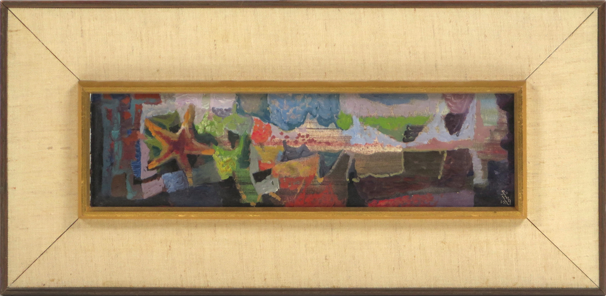 Ring, Ragnar, olja, 'Den ensamma stjärnan', sign o dat 1968, 10 x 33 cm