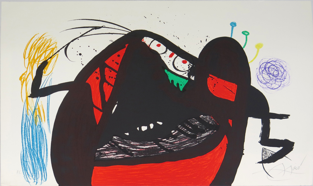 Miró, Juan, färglito, "L'Aïeule des 10,000 Âges" 1976, signerad och numrerad HC, pappersstorlek 57 x 86 cm