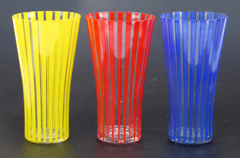 Orup, Bengt för Johansfors, glas, 3 st, "Strikt", design 1953, h 14 cm