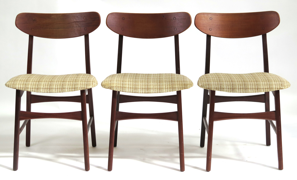 Okänd dansk designer, möjligen för Farstrup, stolar, 3 st, palisander och teak, 1950-60-tal