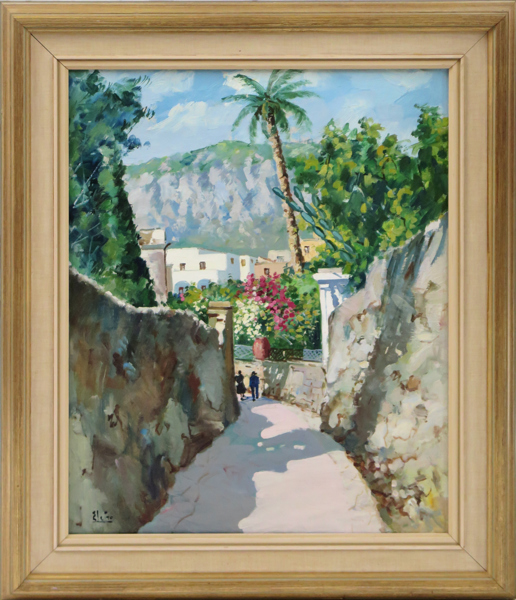 Okänd konstnär, olja Capri, otydligt signerad, 51 x 41 cm