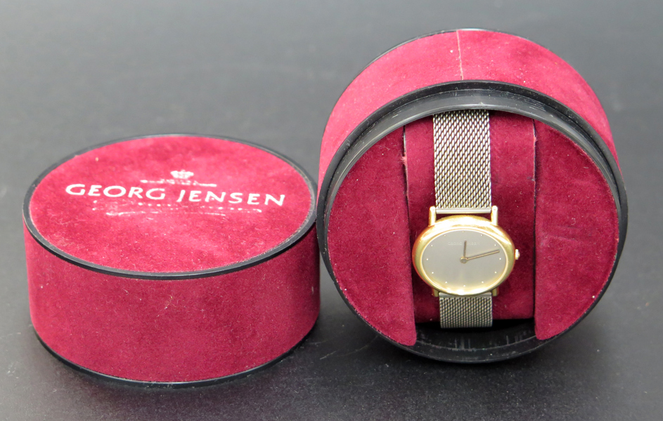 Bonderup, Claus & Thorup, Torsten för Georg Jensen, damarmbandsur, 18 karat rödguld med originallänk i stål, modellnummer 1346, dia 25 mm, i originaletui