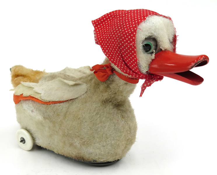 Elektrisk leksak, plysch och metall, "Cragstan Mother Goose", Yonezawa 1950-60-tal, l 30 cm