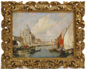 Okänd italiensk konstnär, 18-1900-tal, olja, Santa Maria Della Salute, Venedig, otydligt signerad, 46 x 61 cm, i rikt skulpterad ram