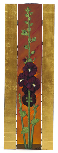 Hillfon, Maria, triptyk, komposition med blommor, signerad och daterad -04, 90 x 30 cm