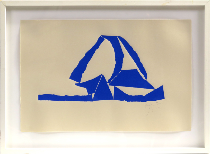 Flanagan, Barry, linoleumsnitt, "Yacht II", 1983, signerad, numrerad 44/48 och daterad 1983, pappersstorlek 37 x 56 cm