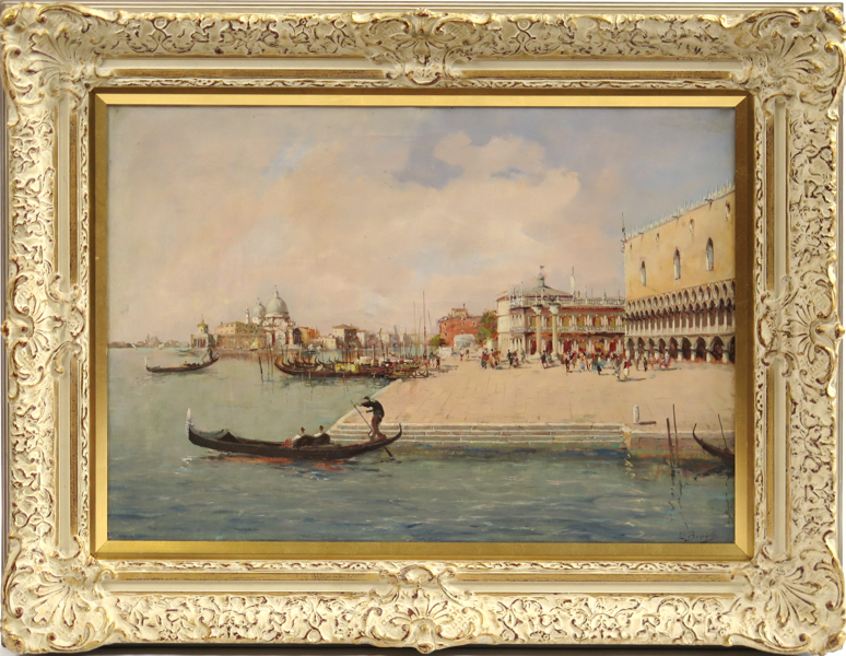 Benedetti, L, olja, Palzzo Ducale, Venedig, signerad, 50 x 70 cm