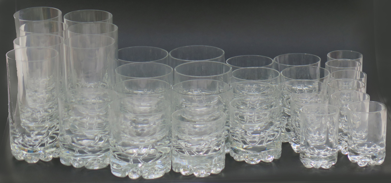 Alberius, Olle för Orrefors, glasservis, 31 delar, "Erik", design 1974, h 7,5 - 14 cm