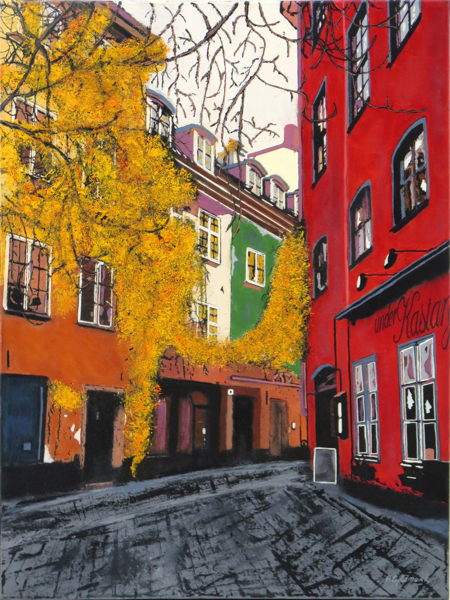 Gyldmark, Pierre, olja, Brända Tomten, Stockholm, signerad, 80 x 60 cm