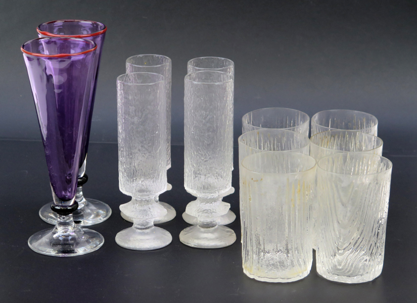 Parti glas, 12 st, bl.a Sarpaneva, Edenfalk mm, höjd 11-21 cm