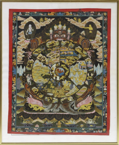 Okänd tibetansk konstnär, 1900-tal, gouache, så kallad Thangka, 44 x 34 cm