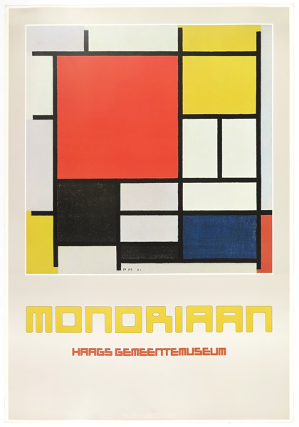 Mondriaan, Piet, efter honom, poster, Haags Gemeentemuseum, ed Art Editions 1983, bladstorlek 100 x 70 cm