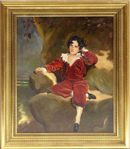 Lawrence, sir Thomas, efter honom, olja, "The Red boy" (Master Lambton), signerad F A Magnusson, 63 x 51 cm 