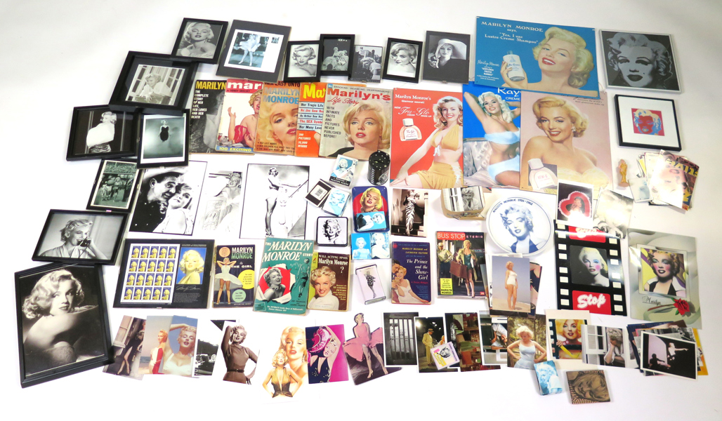 Parti memorabilia, Marilyn Monroe, foton, böcker, kortlek, tidningar mm