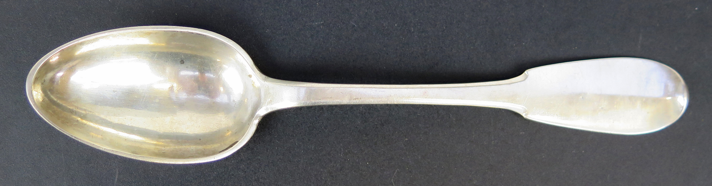 Matsked, silver, 1700-tal, oidentifierade stämplar, l 21 cm, vikt 60 gram