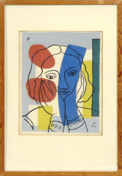 Léger, Fernand, färgserigrafi på vélin d'Arches, Portrait de femme 1952, synlig pappersstorlek 33 x 26 cm