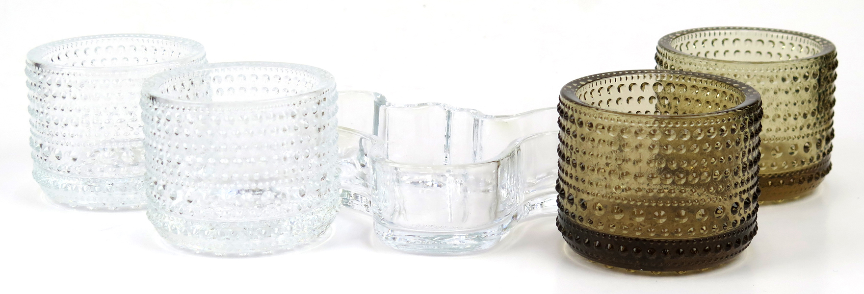 5 delar glas, Iittala, Savoy samt 4 ljuslyktor, höjd 4-6 cm