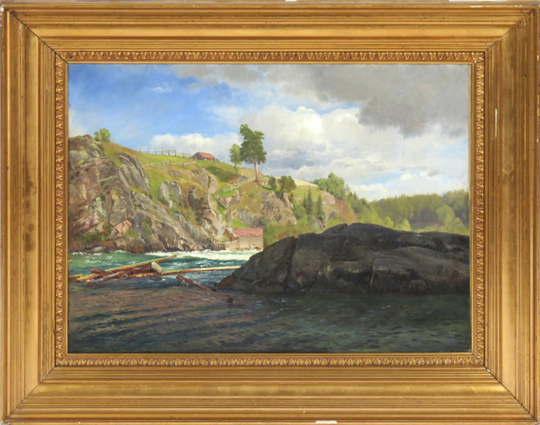 Okänd norsk konstnär, olja, flottning, 1800-tal, 42 x 57 cm