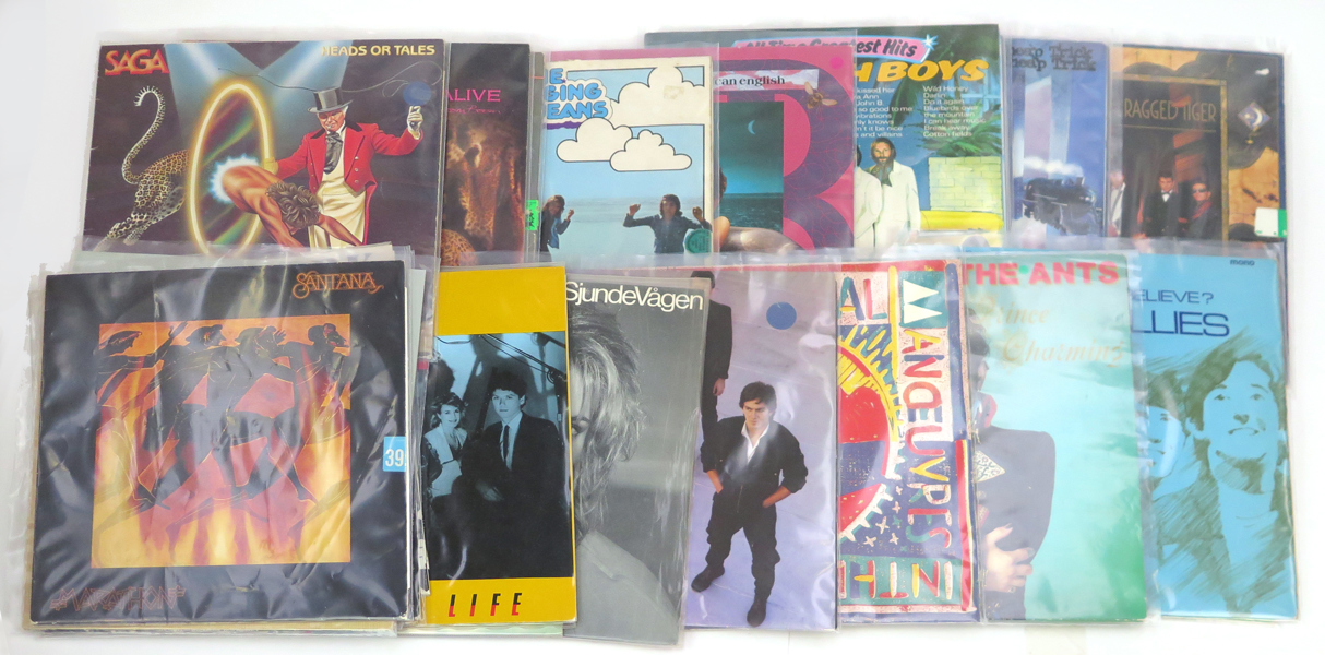 Parti LP-skivor, bl.a Santana, Pretenders, Cheap Trick mm, ca 30 st