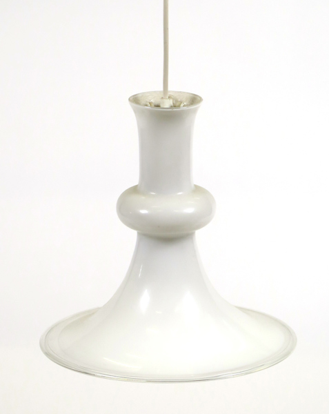 Bang, Michael för Holmegaard, taklampa, glas, "Etude", design 1978, dekor i vitt underfång, etikettsignerad, dia 29 cm