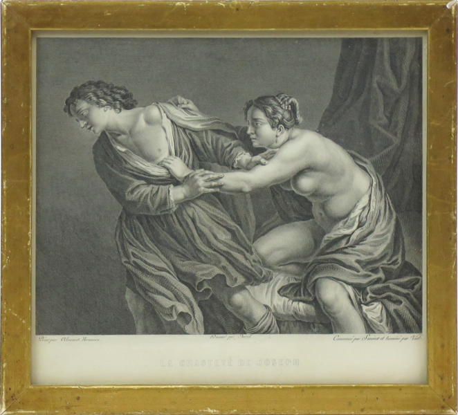 Kopparstick, "La Chasteté de Joseph", Veronese, Chardon Paris 1862, synlig pappersstorlek 19 x 21 cm