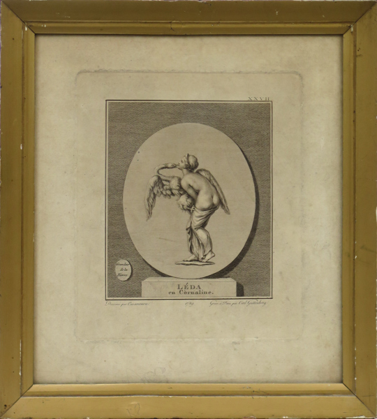 Guttenberg, Carl efter Casanuova, Francesco, kopparstick, "eda en Cornaline", Paris 1789, synlig pappersstorlek 26 x 22 cm