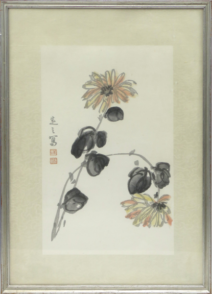 Dizhi, Tang, färgträsnitt chrysantemum, ed Rong Bao Zhai Studio Beijing, yttermått 40 x 28 cm