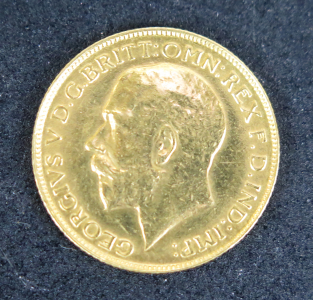 Guldmynt, England, 1 Sovereign, 1915, 7,98 gr 917/1000 guld,