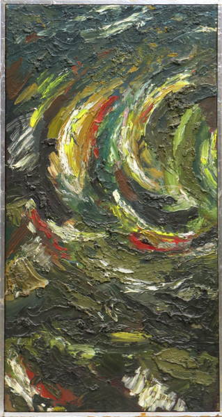 Jahn, Janus, olja, "Höststorm, signerad och a tergo betitlad, 61 x 31 cm