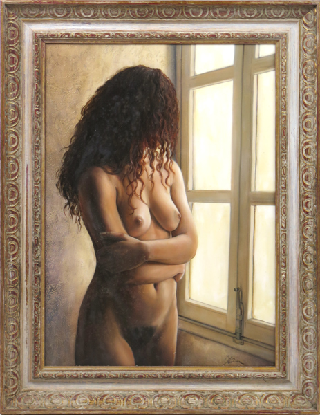 Alvarez, Mata, olja, "Melancolia", signerad, a tergo daterad 1995, 65 x 46 cm