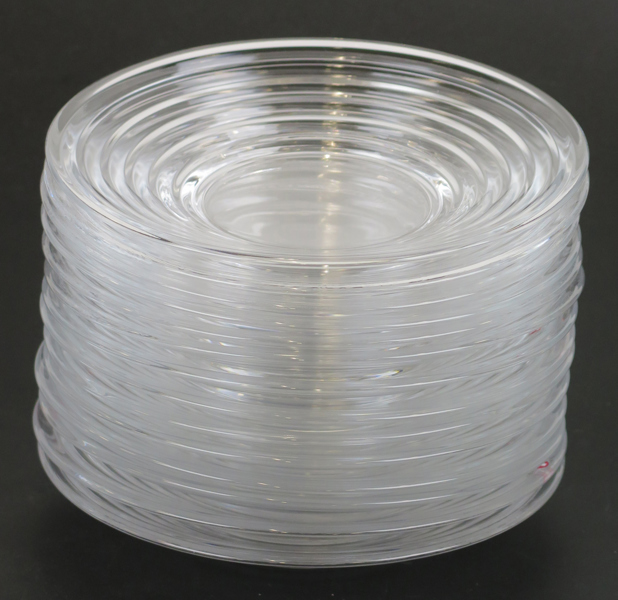 Aalto, Aino för Iittala, assietter, 14 st, glas, "Bölgeblick", design 1932, diameter 17 cm