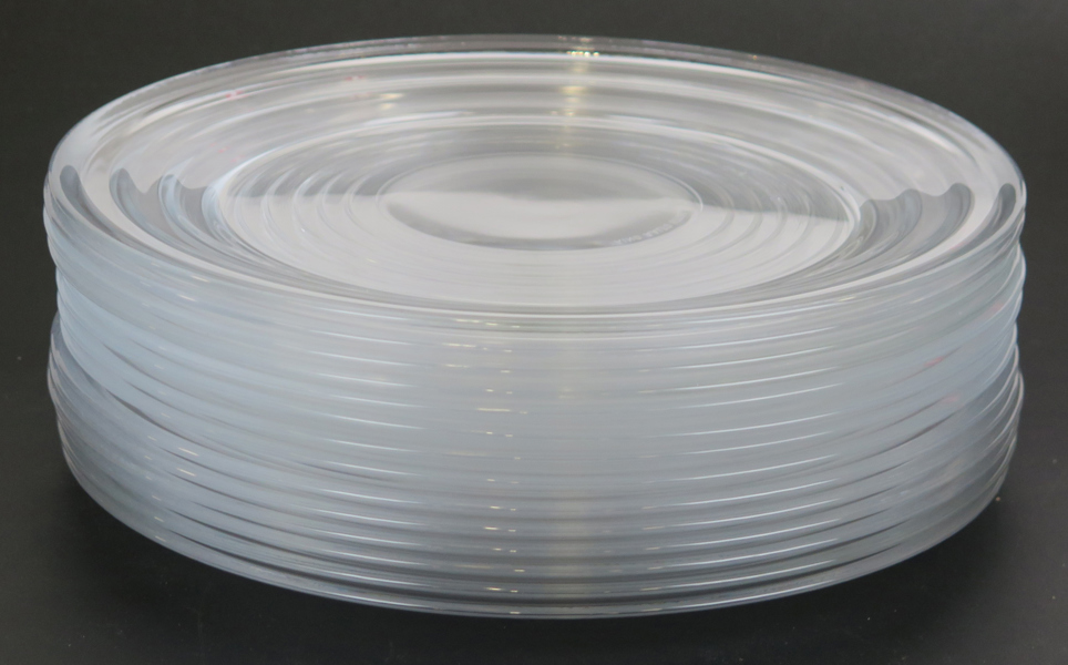 Aalto, Aino för Iittala, tallrikar, 14 st, glas, "Bölgeblick", design 1932, diameter 28 cm