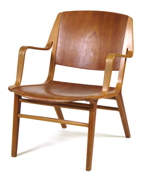 Hvidt, Peter & Mølgaard, Orla för Fritz Hansen, stol, böjträ och teak, AX, design 1947, stämpelsignerad