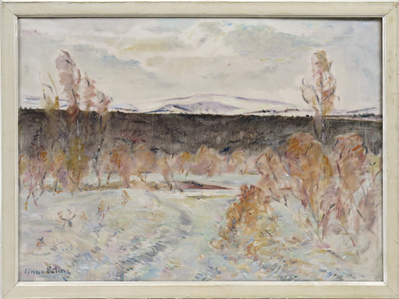 Palme, Einar, olja, vinterlandskap, signerad, 47 x 61 cm