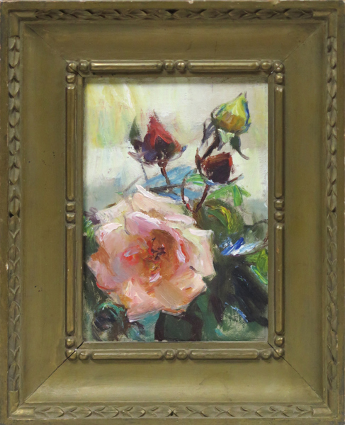 Wallentin, Gunnar, olja, "Rosen", signerad och daterad -57, 16 x 11 cm