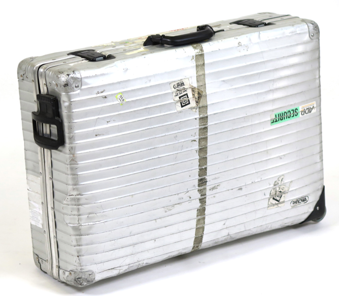 Resekoffert, aluminium, Rimowa, 1900-talets 2 hälft, l cirka 75 cm, slitage, nycklar saknas