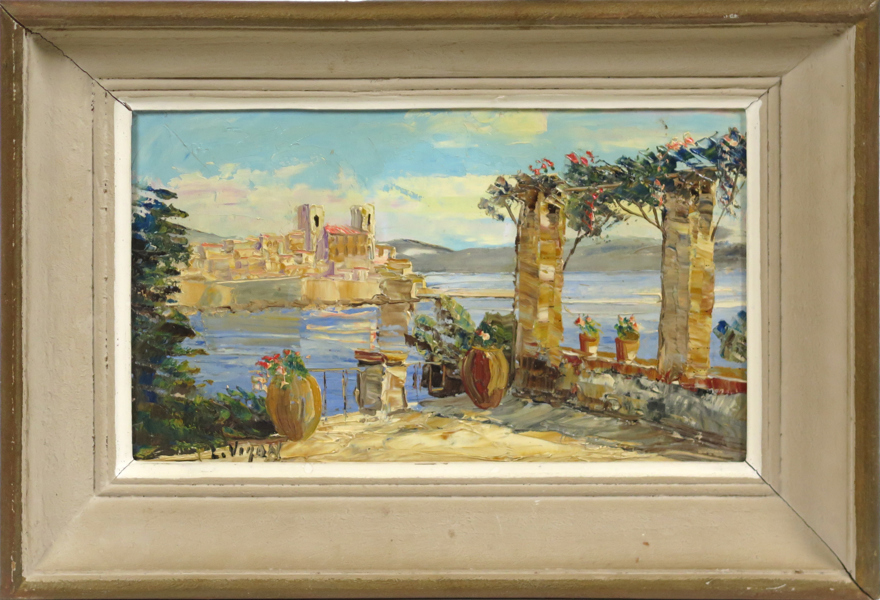 Vigon, Louis Jacques, olja, "Antibes", signerad och a tergo betitlad, 19 x 31 cm